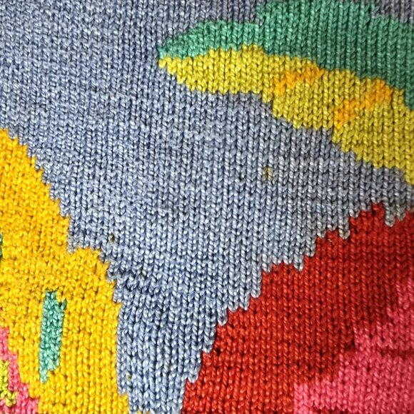 Vintage Christine Foley Art Knit Sweater 80s 90s Palm Tree Oversized Beach - Picture 9 of 10